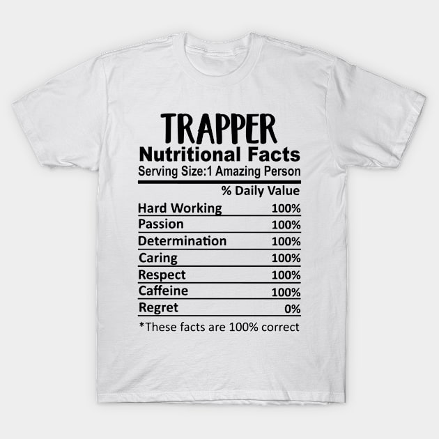 Trapper Nutrition Facts Funny T-Shirt by HeroGifts